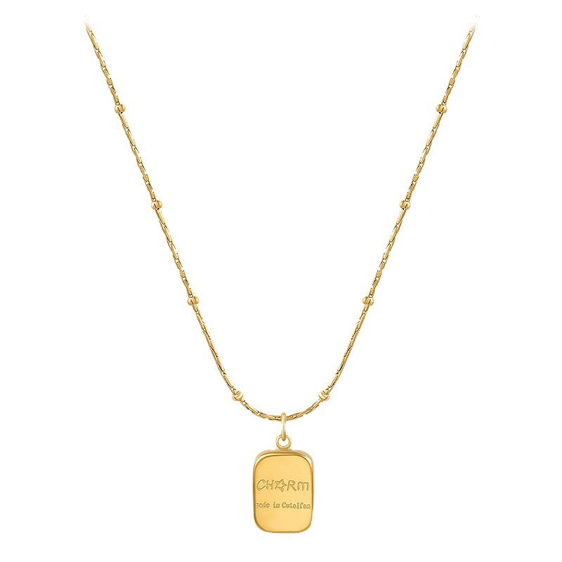 Gold Mini Brick Titanium Steel Necklace