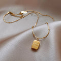 Gold Mini Brick Titanium Steel Necklace