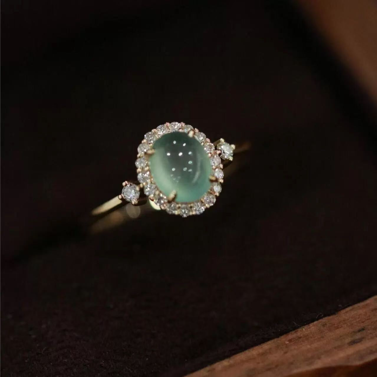 Green Chalcedony Imitation Ring for Women