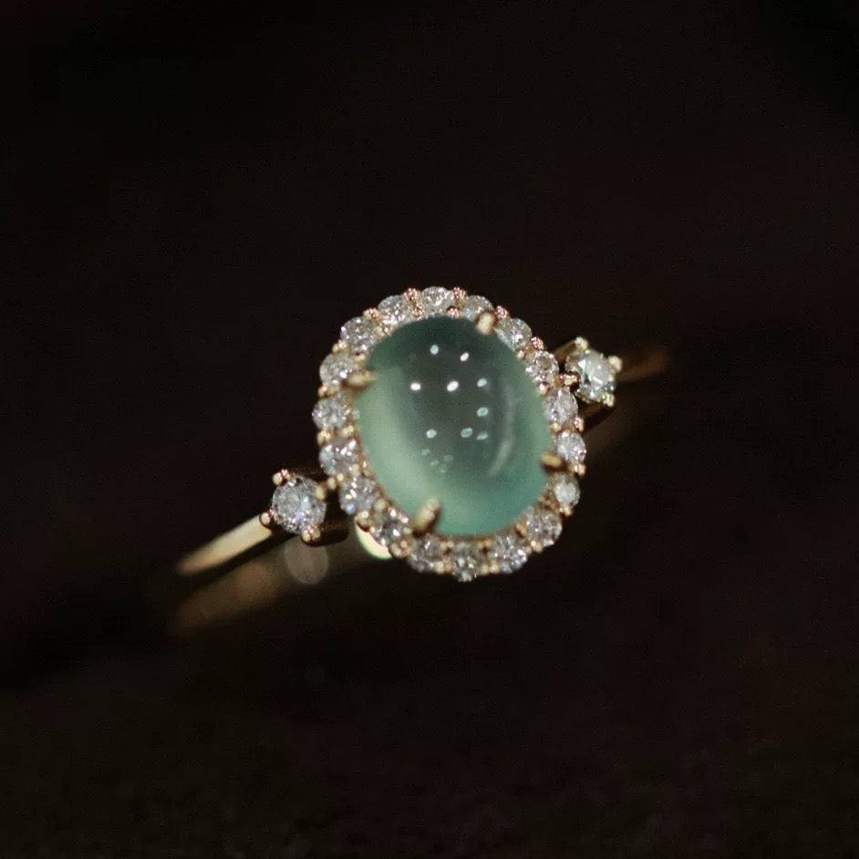 Green Chalcedony Imitation Ring for Women