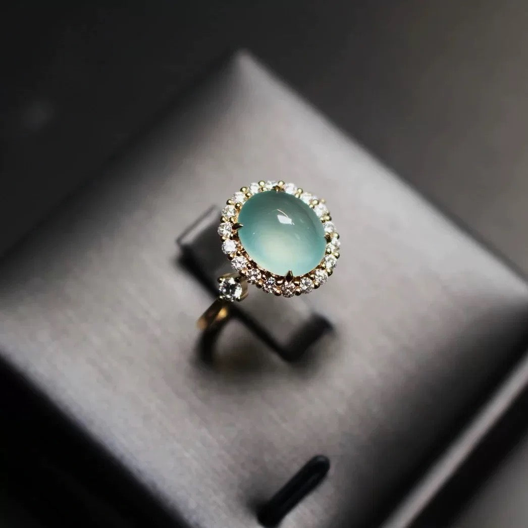 Green Chalcedony Imitation Ring for Women