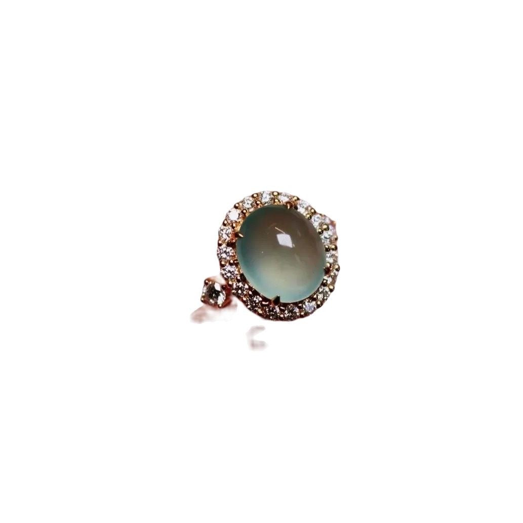 Green Chalcedony Imitation Ring for Women