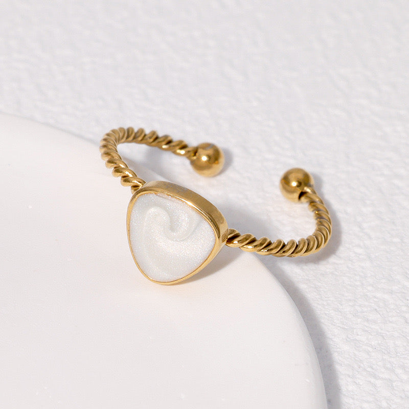 Minimalist Geometric Gold Stainless Steel Open Ring