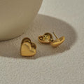 Stainless Steel Heart Stud Earrings for Women | Minimalist Titanium Steel Non-Tarnish Luxury Jewelry