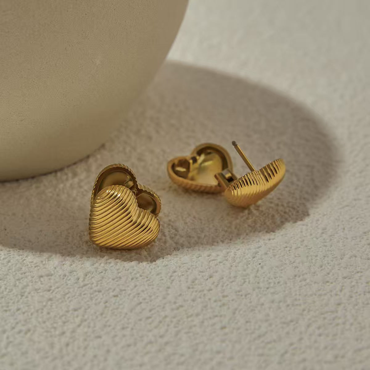 Stainless Steel Heart Stud Earrings for Women | Minimalist Titanium Steel Non-Tarnish Luxury Jewelry