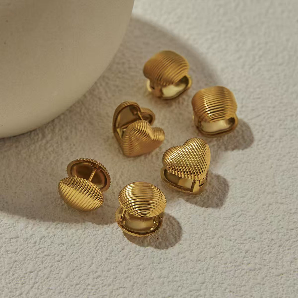 Stainless Steel Heart Stud Earrings for Women | Minimalist Titanium Steel Non-Tarnish Luxury Jewelry