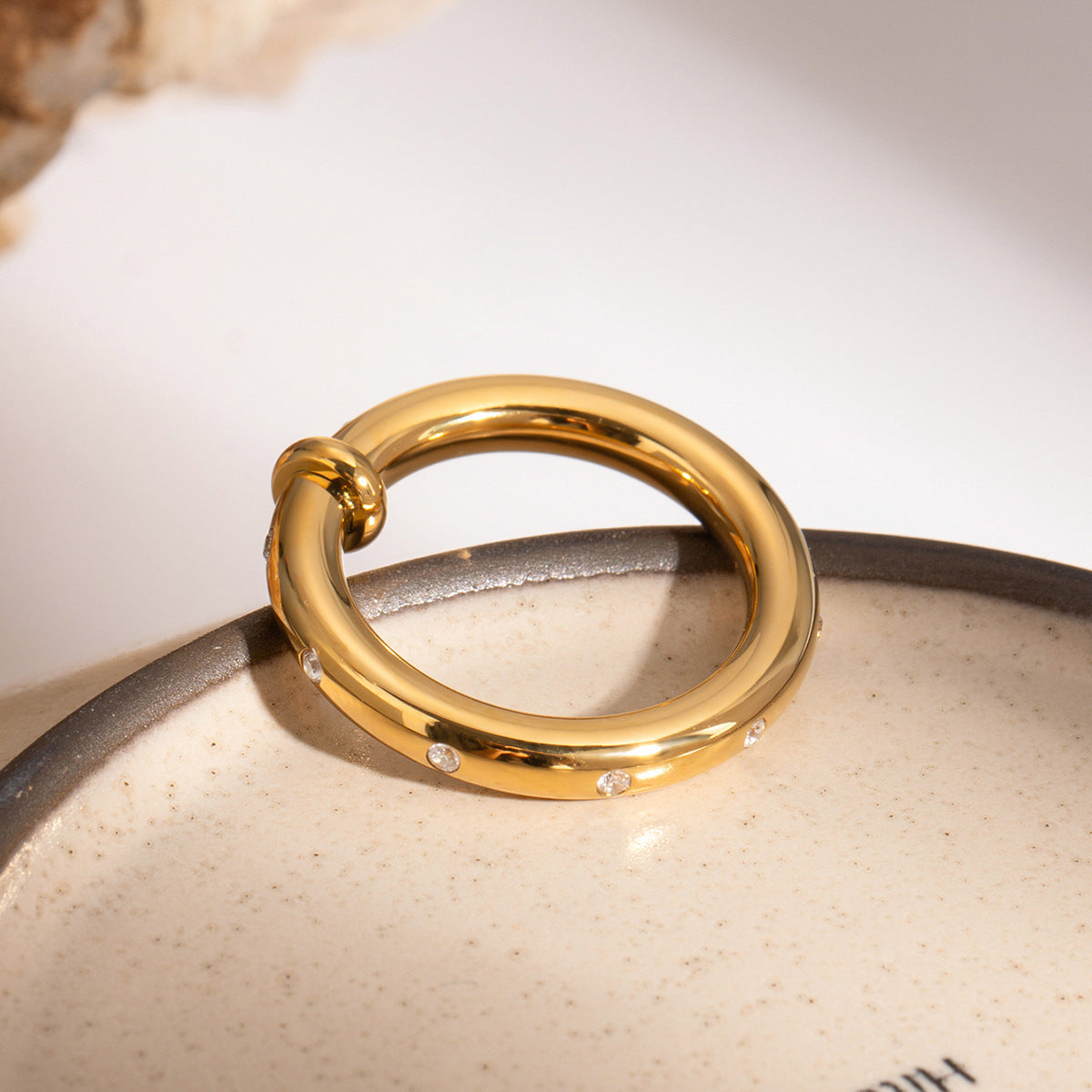 Stainless Steel Crystal Band Ring for Women – Minimalist Luxury Zircon Ring, Dainty High-End Jewelry Gift