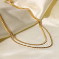 18K Gold Plated Double Layer Necklace for Women – Minimalist Snake Chain & Twisted Chain, Chic Luxury Jewelry Gift
