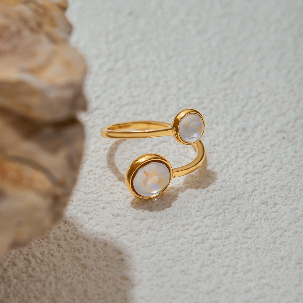 Luxury Zircon Stainless Steel Ring – European Style Titanium Steel | Waterproof, Non-Fading Elegant Jewelry for Women