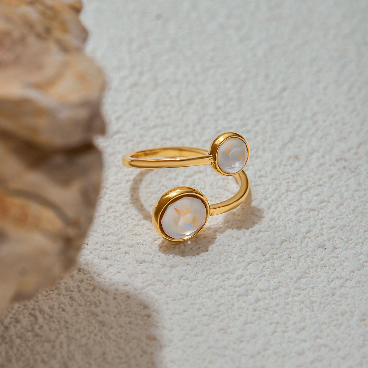 Luxury Zircon Stainless Steel Ring – European Style Titanium Steel | Waterproof, Non-Fading Elegant Jewelry for Women