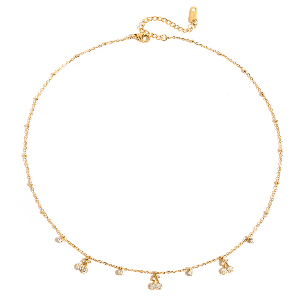 Cherry Pendant Stainless Steel Necklace for Women – Dainty Luxury Choker, Summer Minimalist Jewelry Gift