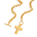 Luxury Cross Pendant Necklace – Stainless Steel OT Clasp Choker, Tarnish-Free Elegant Jewelry for Women