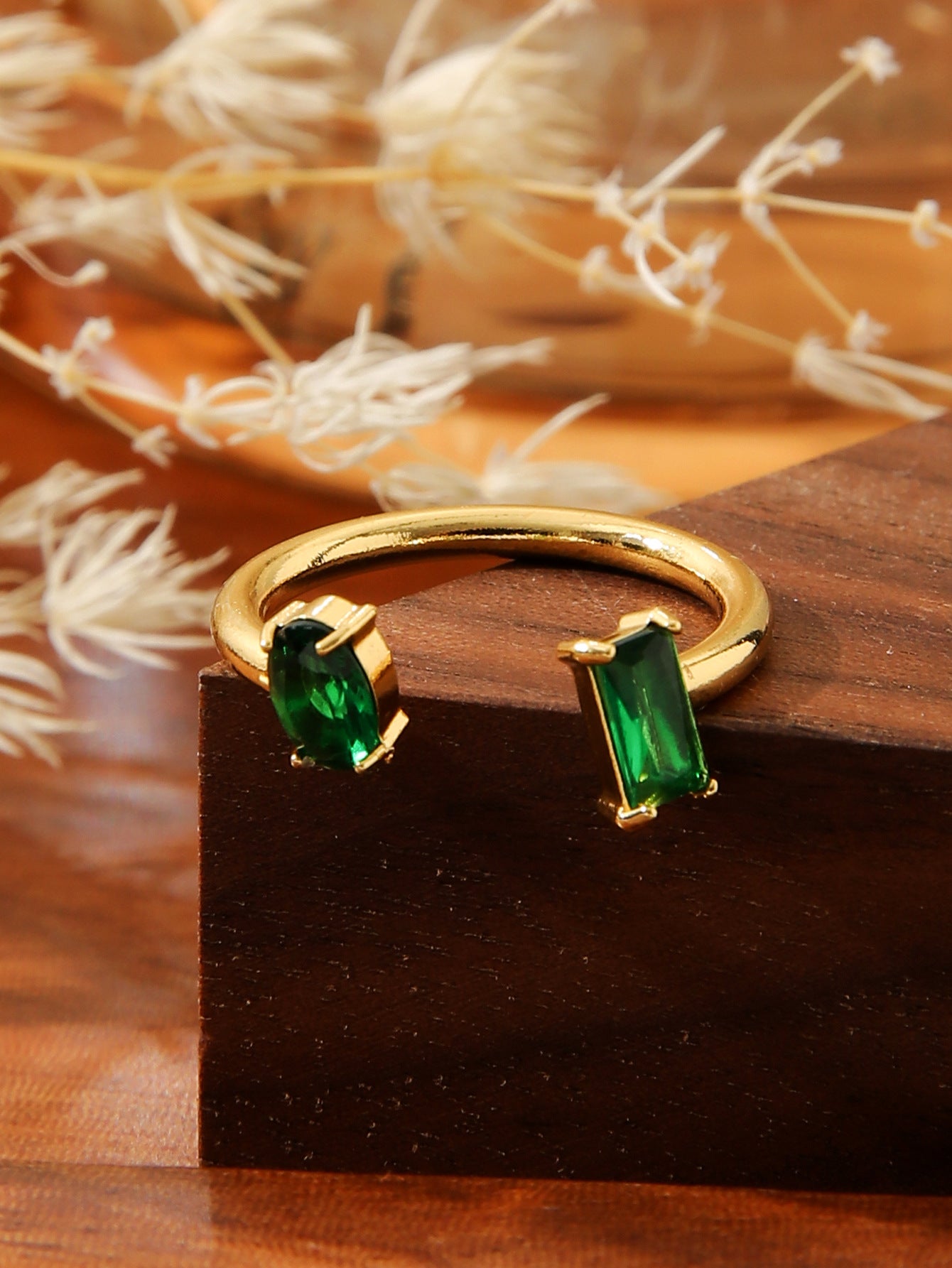 Colorful Zircon Open Ring – European INS Style Adjustable Titanium Steel | Waterproof & Tarnish-Free Statement Ring