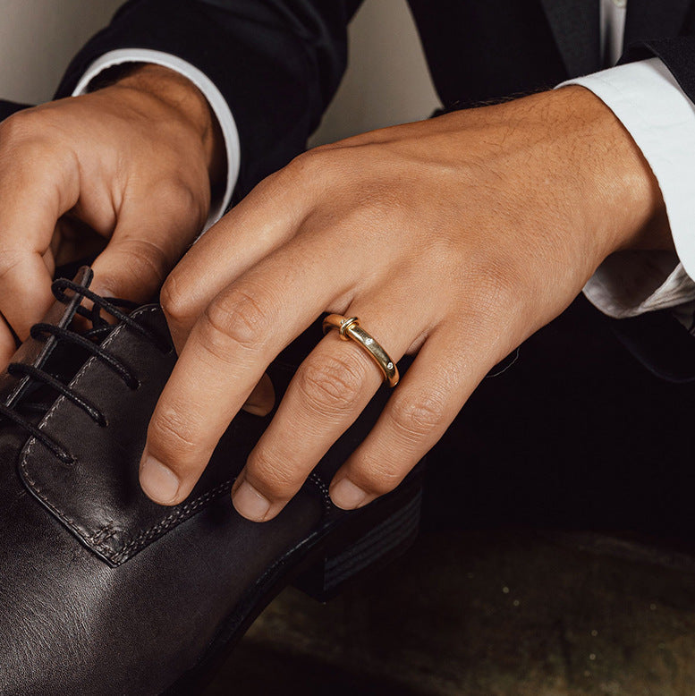 Stainless Steel Crystal Band Ring for Women – Minimalist Luxury Zircon Ring, Dainty High-End Jewelry Gift