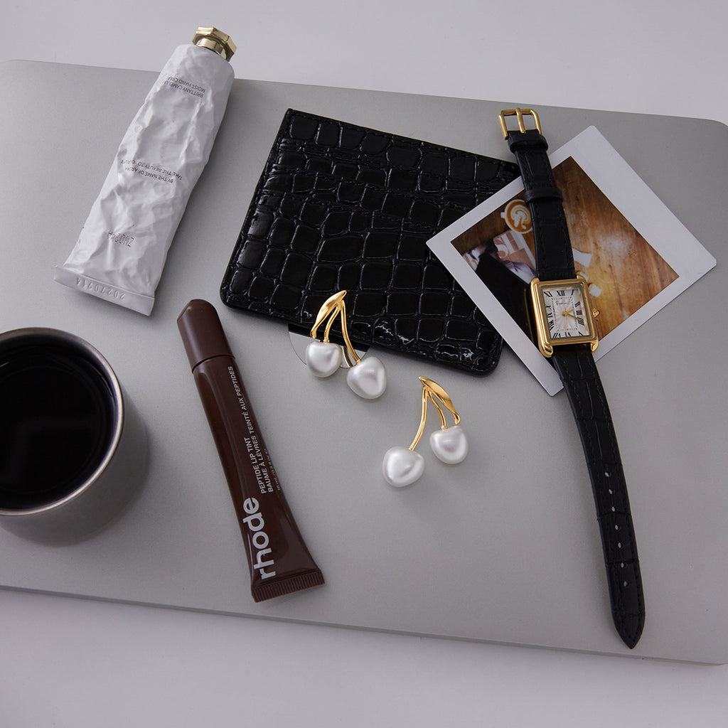 Cherry Pearl Stainless Steel Earrings for Women – Dainty Luxury Studs, Elegant Minimalist Jewelry Gift